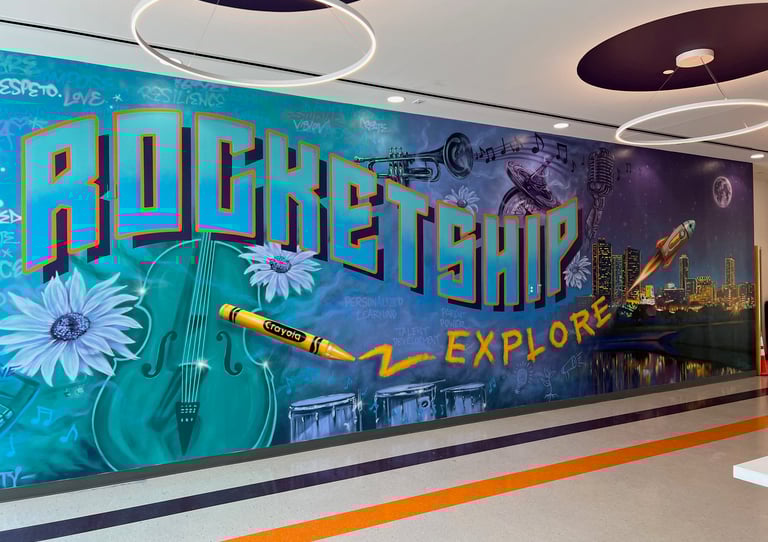 Rocketship Elementary Mural by Ryan Stalsby, Fort Worth, Texas Art