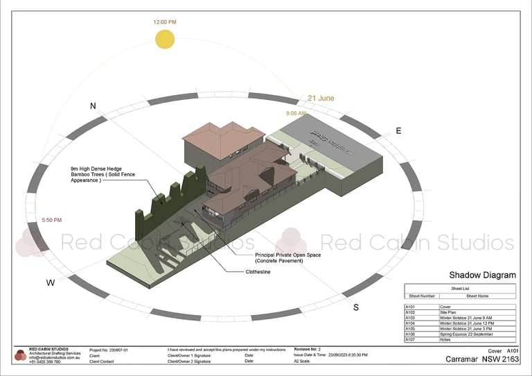 Shadow Diagram_Architectural Drafting_Council DA Approval_Red Cabin Studios