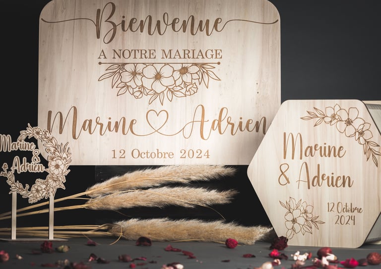 Panneau de bienvenue mariage ou anniversaire. Cake topper de mariage. Urne de mariage