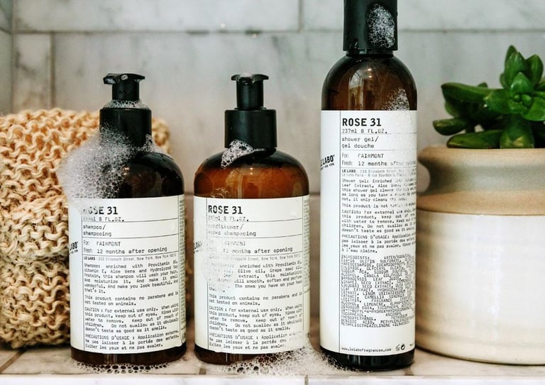 Le Labo hotel toiletries set – Rose 31 and Bergamote 22