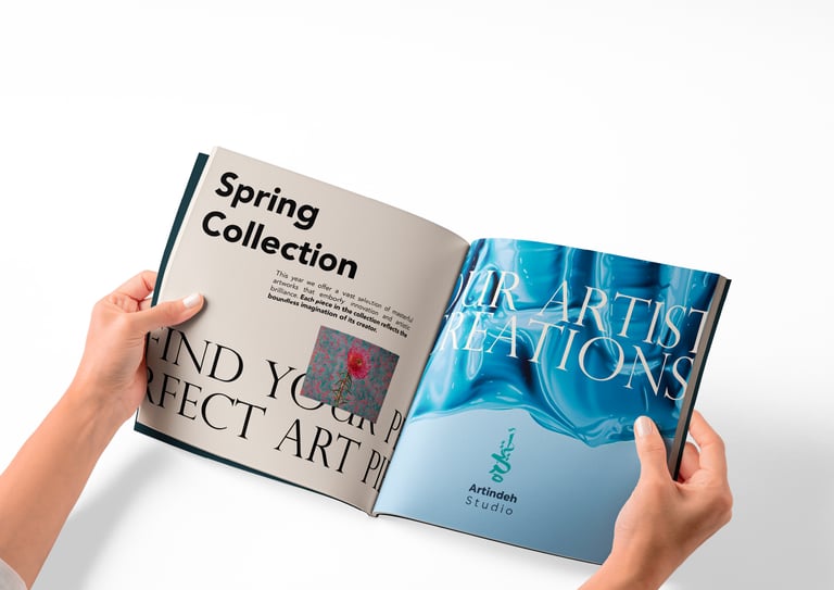 Werbematerial für Corporate Identity  und Branding für Artindeh Kunstplatform - Buch