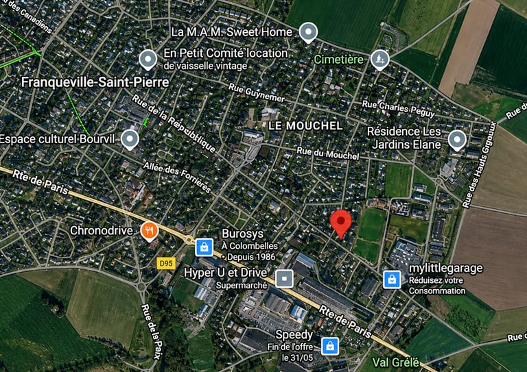 Localisation de la Résidence Orée du Parc à Franqueville-Saint-Pierre près de Rouen vue satellite