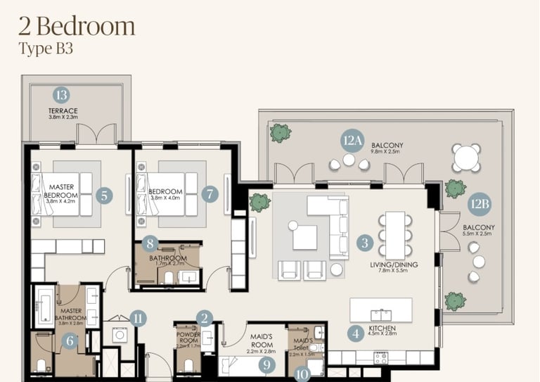 nawayef park views 2 bedroom designs