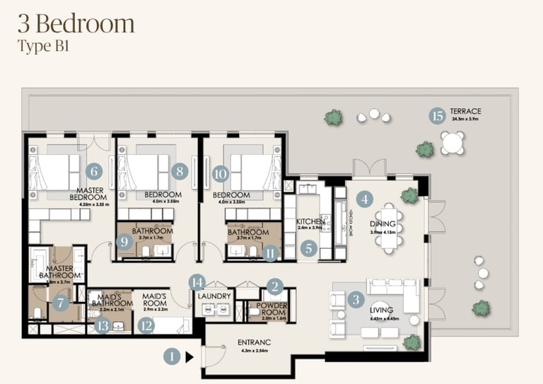 nawayef park views 3 bedroom apartments