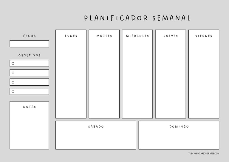 planificadores semanales para imprimir gratis en colores gris organización semanal pdf