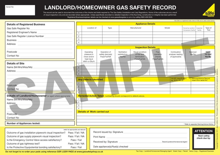 Gas safety certificate Bradford