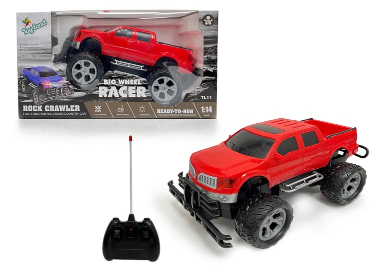 a red truck with a remote control and remote control