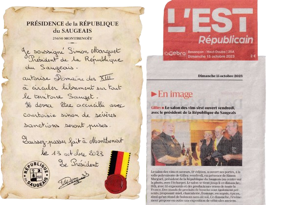 Article et lettre de passage saugeais