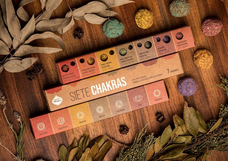 Bombitas de defumación siete chakras Sagrada Madre. Jaku Aromas, Castellón, España