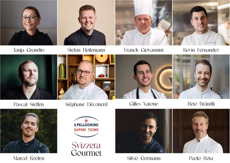 Gli undici chef protagonisti della XX edizione di S.Pellegrino Sapori Ticino dedicata alla Svizzera Gourmet.