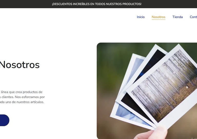 Sobre nosotros se compone de texto, botón y foto de publicidad