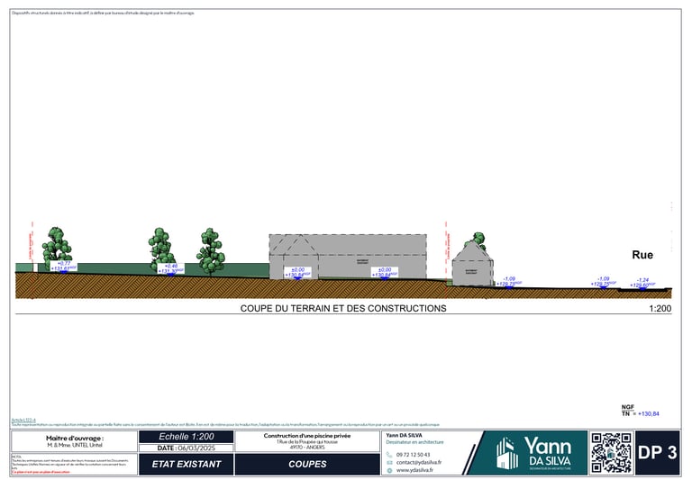 DP 3 Plan de coupe du terrain et des constructions