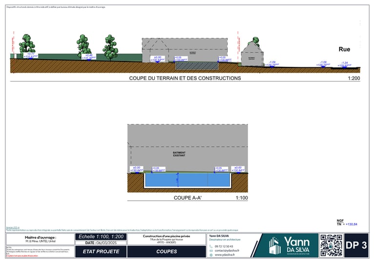 DP 3 Plan de coupe du terrain et des constructions