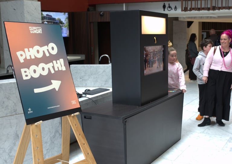 Photobooth setup at the Christchurch Town hall