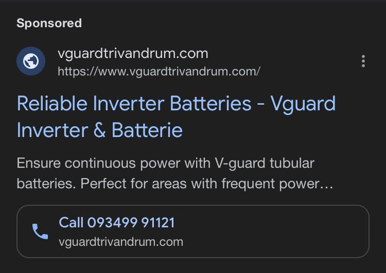 Vguard Distributor in Trivandrum | Megha Solar Google Ads By Abhijith.digital