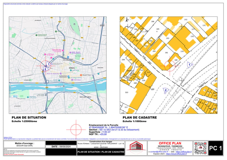 PC1 - plan de situation - batiment professionnel - permis de construire - office-plan orléans
