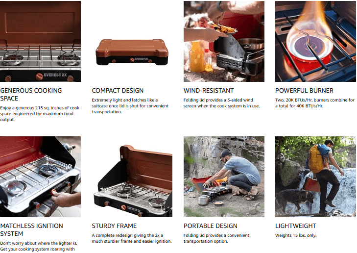 Camp Chef Everest 2X Two-Burner Stove for efficient camp cooking