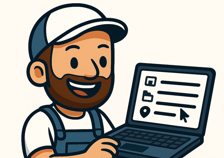 Mascotte Tim Allo Peinture remplissant un formulaire en ligne pour obtenir un devis peinture immédia