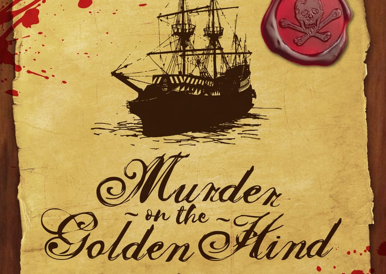 Flyer for a pirate themed murder mystery party.