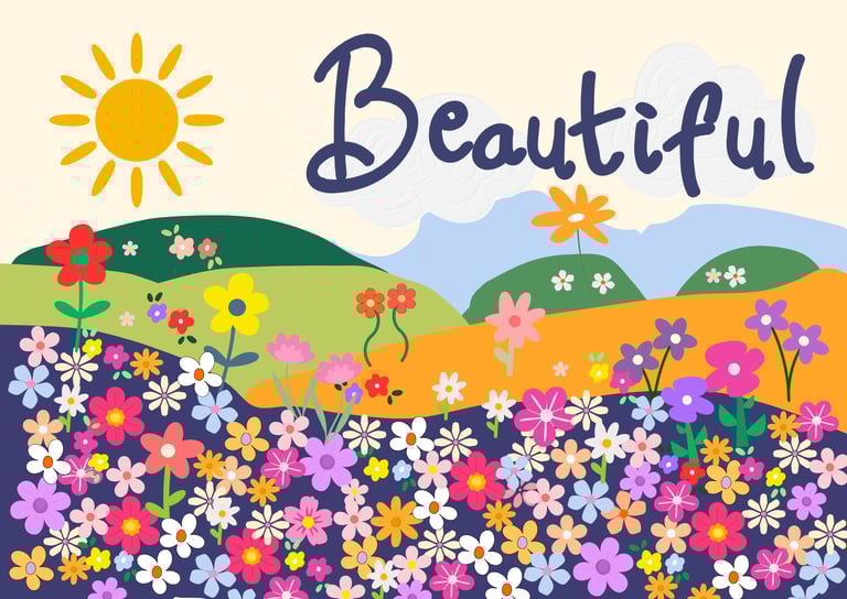 Pretty flowers scene postacard