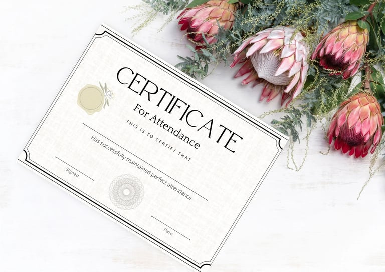 Custom printed Certificates of Attendance