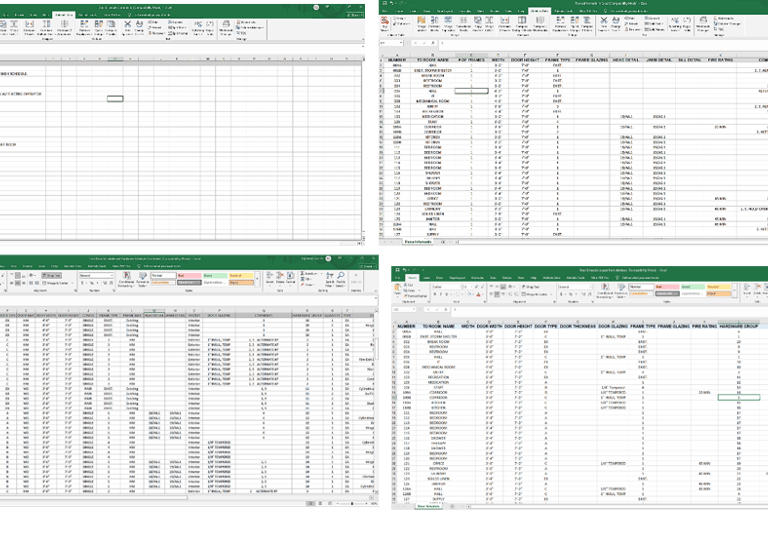 Image of the MS Excel quantity takeoff reports generated by CPS's database software.