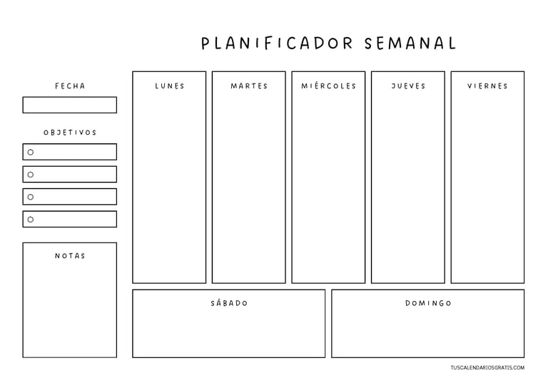 planificadores semanales para imprimir gratis en colores blanco organizacion semanal pdf