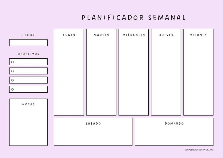 planificadores semanales para imprimir gratis en colores rosa organización semanal pdf