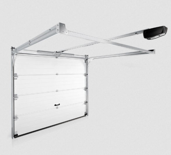 a garage door with a handlebar and a handlebar