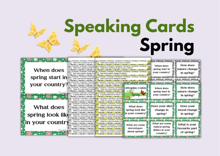 ESL EFL speaking cards spring conversations writing prompts