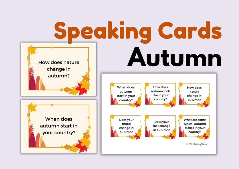 Fall/Autumn ESL speaking activities, lesson plans - digital and printable