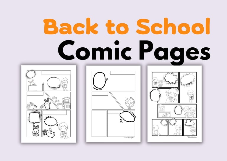 free back to school COMIC pages ELL ESL French Spanish German