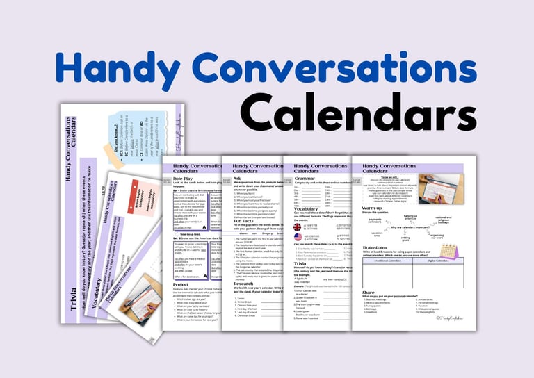 ESL ELL Ordinal Numbers Dates Calendars Past Simple Passive Voice lesson plan
