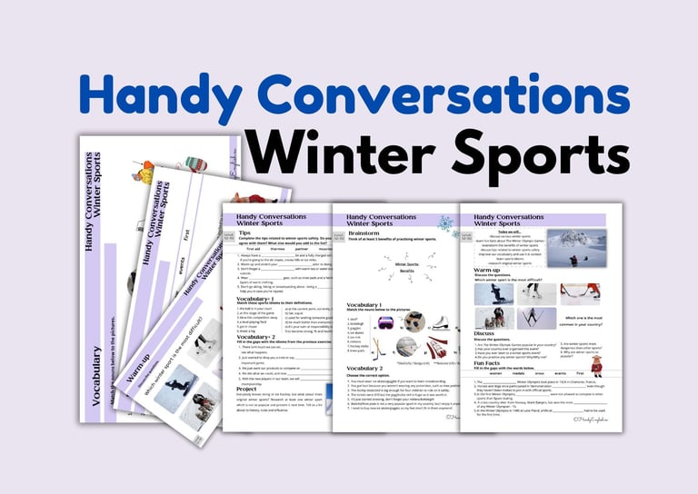 WINTER SPORTS ESL ELL lesson plan idioms, speaking, vocabulary, winter olympics