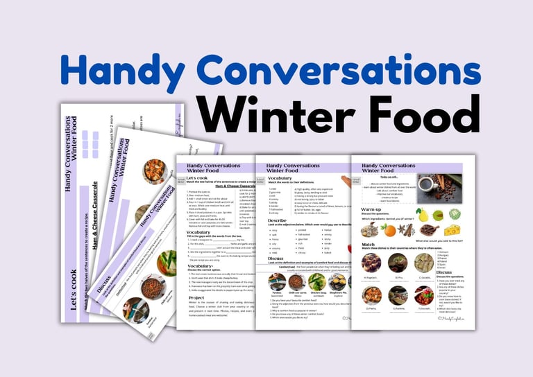 WINTER FOOD ESL ELL lesson plan cooking, speaking, vocabulary