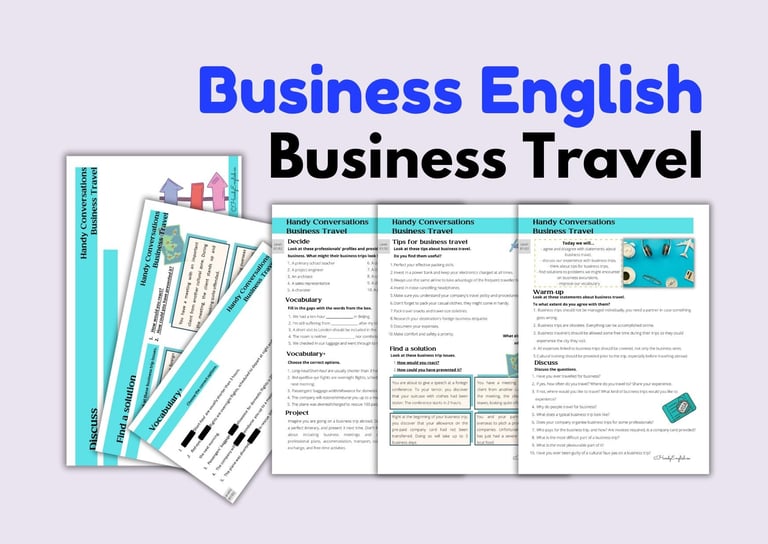 Business English, Business Coaching, Business travel, Discussions, Vocabulary