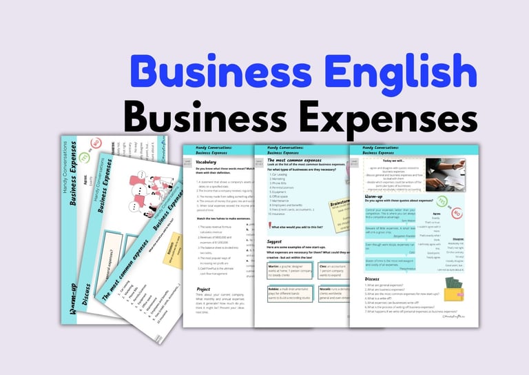 Business English, business expenses, running your own business, discussions, vocabulary