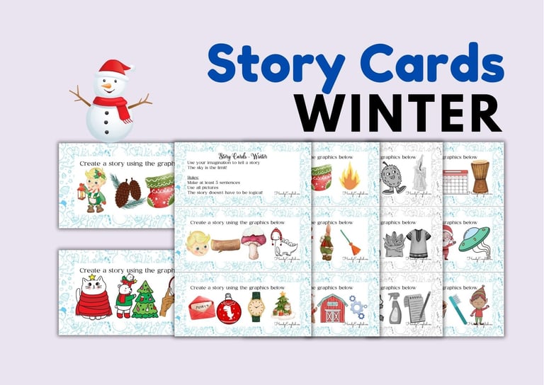 Winter Christmas ELA ESL Task Cards for speaking writing, and vocabulary