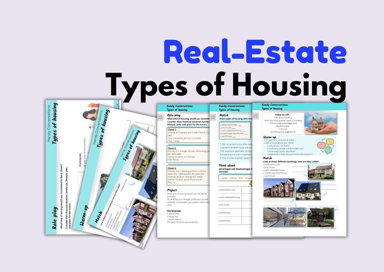 ESL lesson plan business experience, English for real-estate, buying a house