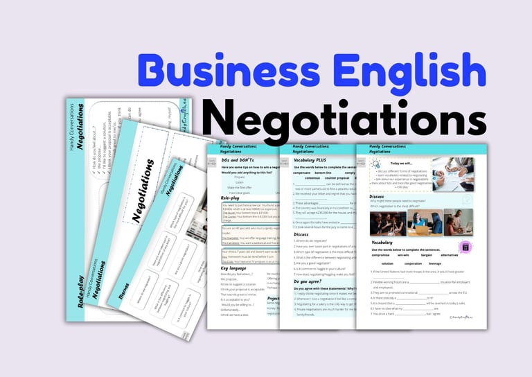 ESL Business English worksheets, lesson plans, negotiations, haggling, speaking, conversations