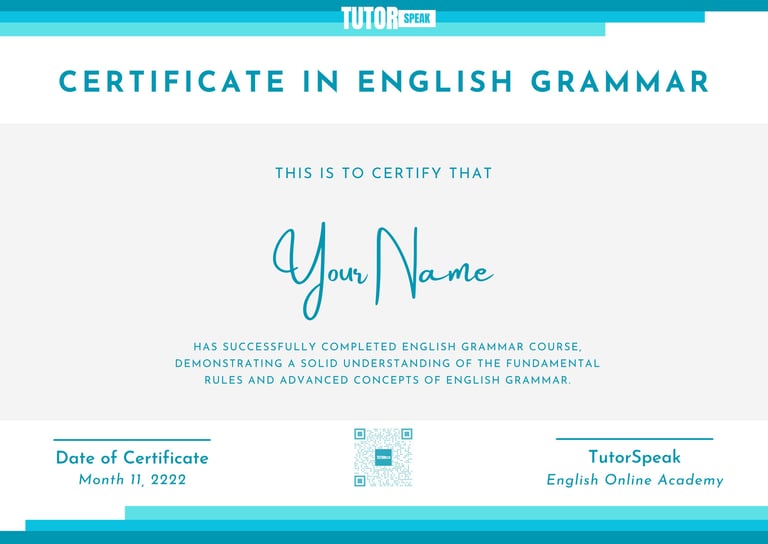 Free english certificate online
