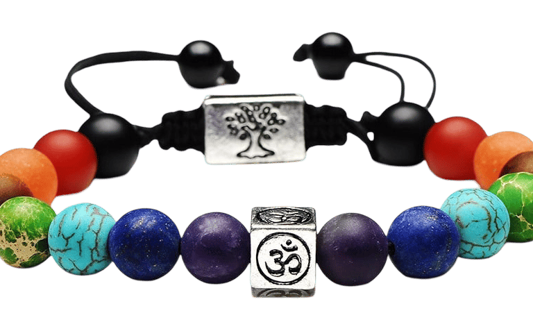 chakra bracelet, energy healing, Tree of Life, Om symbol, cosmic vibration, spiritual wellness