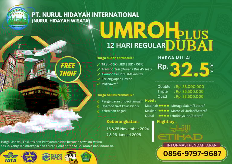 paket umroh plus dubai 2024 2025 reguler