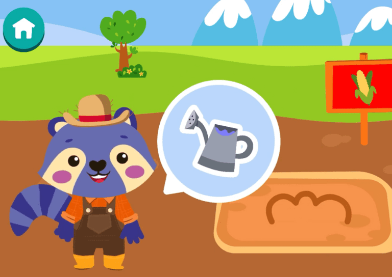 Kids app: Plant and harvest with Poiki to learn the name of vegetables & fruits.