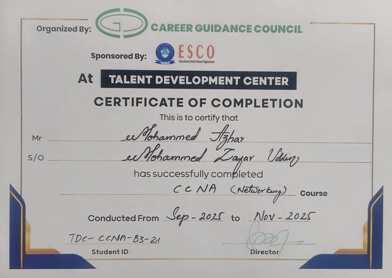 a certificate certificate for a career in the career