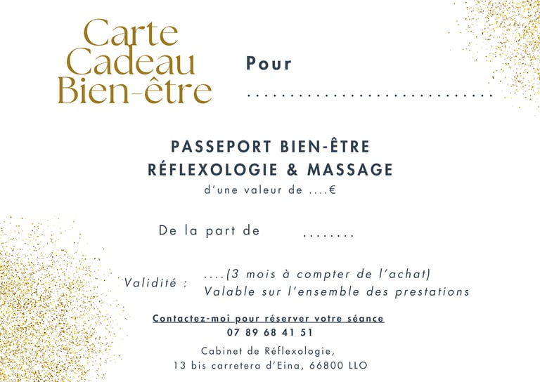 Carte Cadeau Bien-Être Cabinet de réflexologie et Massages de LLO