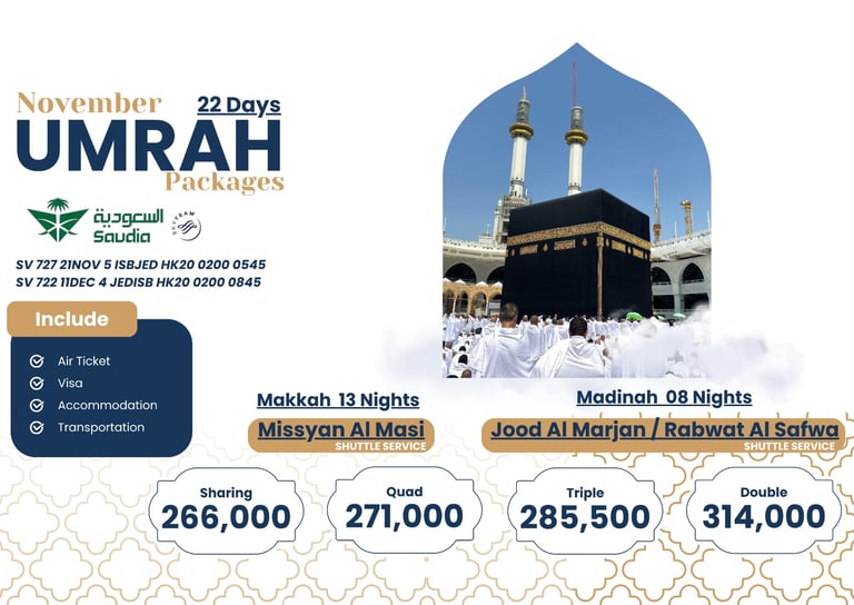 November Umrah Package From Islamabad