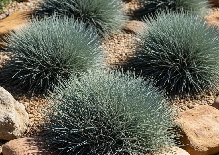 festuca integrada en zona de terrizo luminosidad y elegancia muy natural