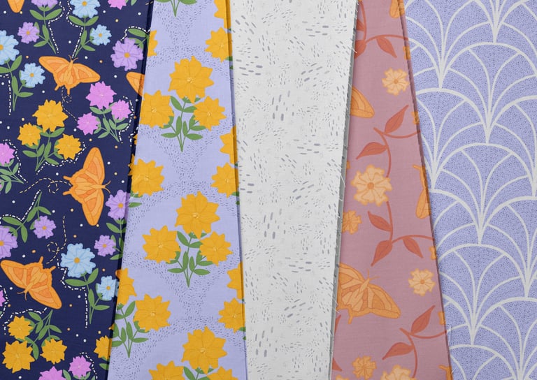 a variety of different colored fabric samples with flowers