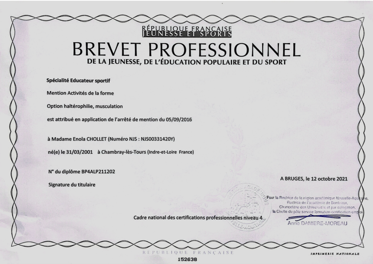 Diplôme Brevet Professionnel de la Jeunesse de l'Éducation Populaire et du Sport AF